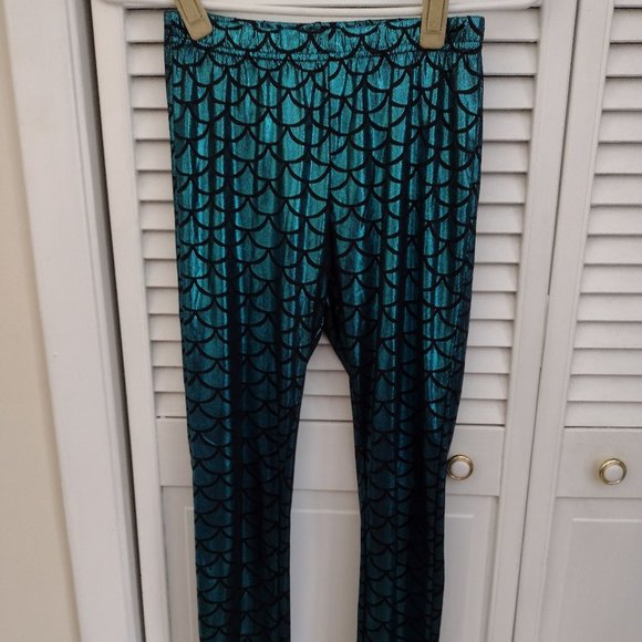 Laugh Out Loud Always Shimmer Mermaid Scales Leggings Size M - Picture 1 of 4